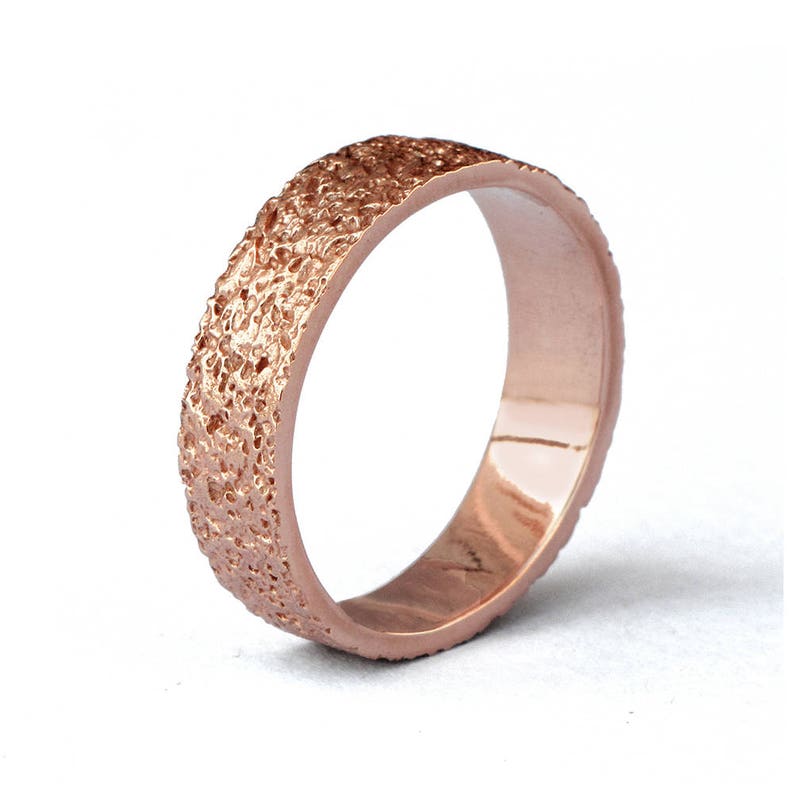 STARDUST 14k Rose Gold Wedding Band, Textured Wedding Band, Textured Ring, Unique Wedding band, Rose Gold Wedding Band for Men for Women image 2