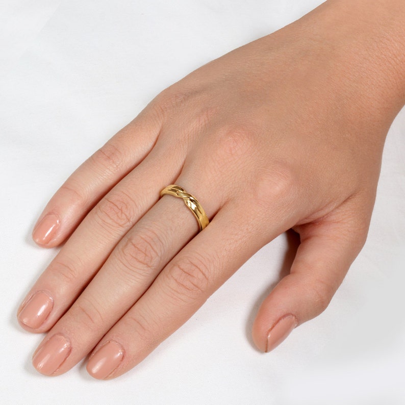 LOVE KNOT 14k Yellow Gold Wedding Band Unique Mens Wedding | Etsy