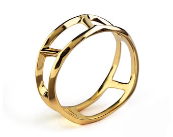 DANDY Unique Mens Wedding Band, Gold Mens Wedding Band, Mens Wedding Ring, Gold Mens Ring, Gold Mens Band, Ring for Men