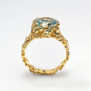 CORAL Sky Blue Topaz Engagement Ring, Blue Topaz Ring Gold, 14k Gold Ring, Unique Gold Ring, Gold Gemstone Ring, Birthstone Ring image 3