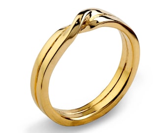 LOVE KNOT 18k Gold Wedding Band, Unique Mens Wedding Band, His and Hers Wedding Ring Gold, 18k Gold Ring