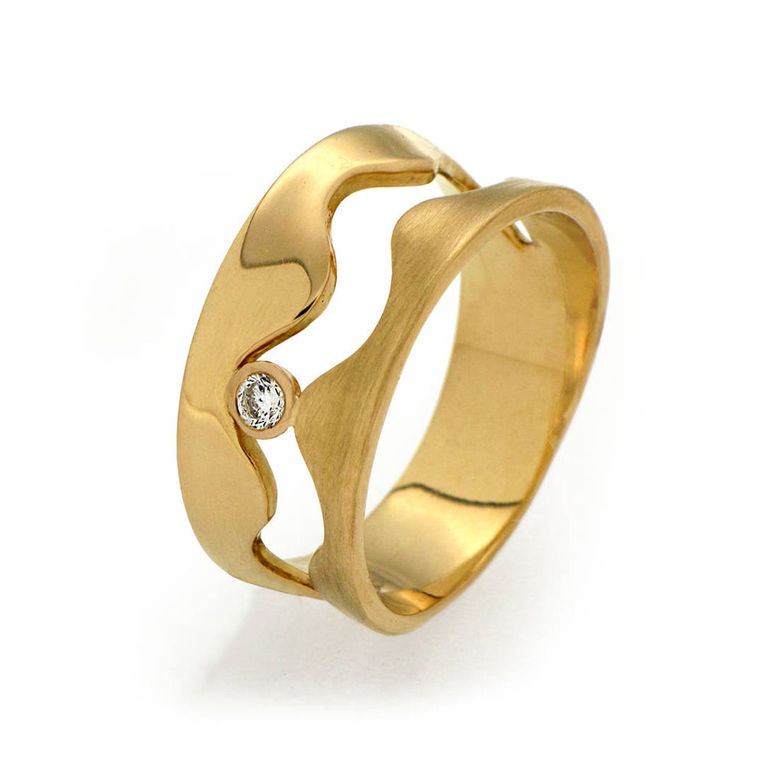WAVE 14k Gold Diamond Ring Diamond Engagement Ring Gold - Etsy