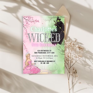 Perfectly Wicked birthday party Invitation, Digital Self-Editable Canva Template