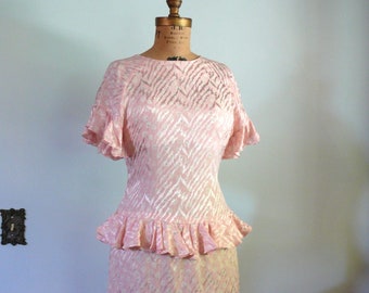 vintage 1980s dress  // Pink Silk Adrianna Papell Dress