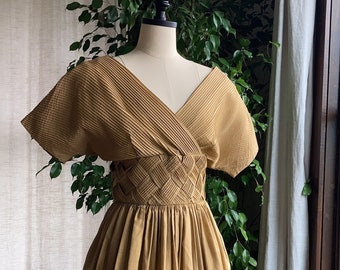 1950s Jonathan Logan Gold Woven Evening Dress