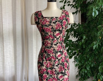 1990’s Nyko Black Floral Cotton Sun Dress