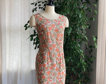 1960’s Mod Cotton  Orange Floral Sundress