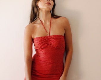 Vintage Express Red Halter Dress