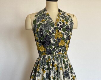 A 1950’s Floral Halter Cotton Party Dress