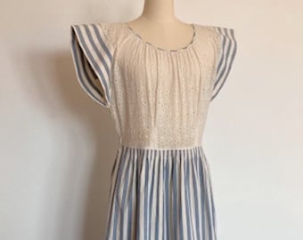 A 1940’s /50’s Striped Cotton and Eyelet Dress