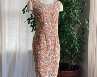 1960’s Mod Cotton  Orange Floral Sundress