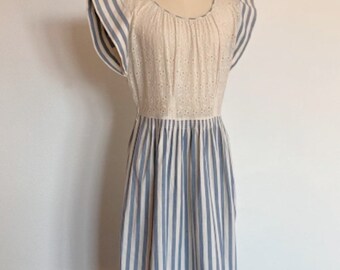 A 1940’s /50’s Striped Cotton and Eyelet Dress