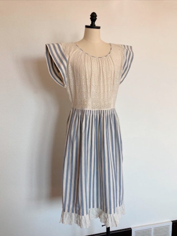 A 1940’s /50’s Striped Cotton and Eyelet Dress