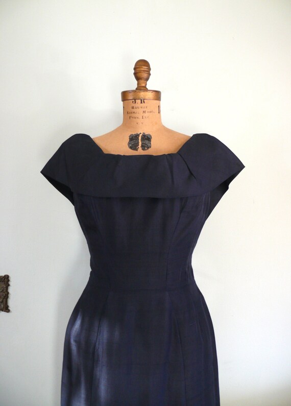 vintage 1960s Dress  // Navy Silk Dress by Gigi Y… - image 3