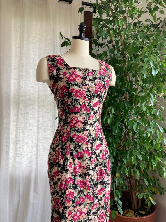 1990’s Nyko Black Floral Cotton Sun Dress - image 4