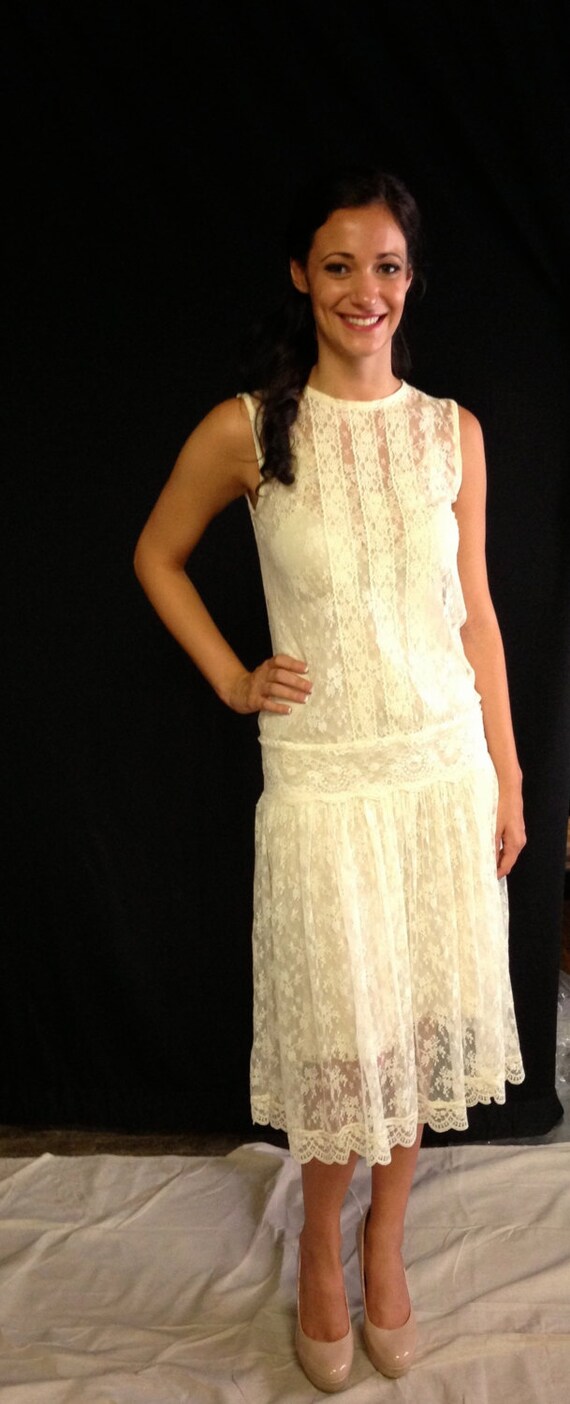 1980s wedding Dress // 1920s inspired Lace Dress - image 5