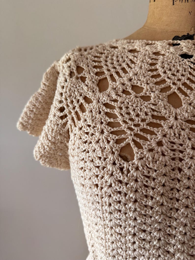 Vintage Beaded Crochet Top (S/M)