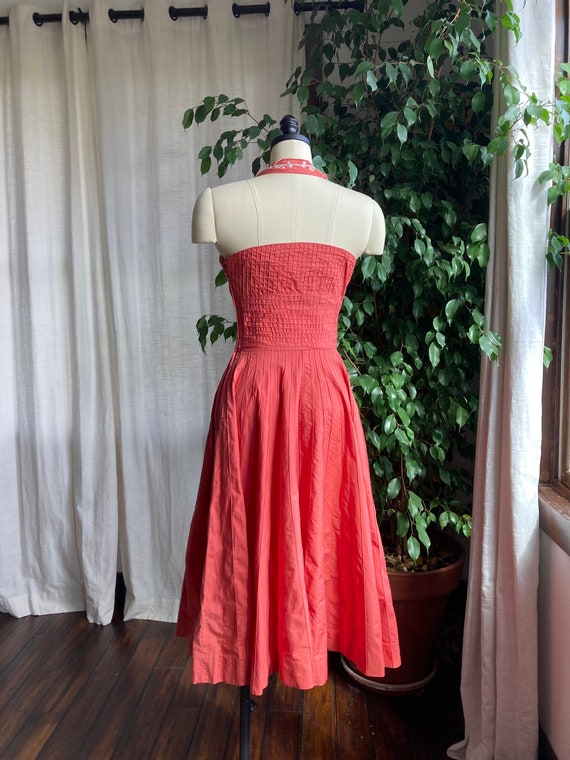 1950’s Miljean of Miami Coral Pleat Halter Top Pa… - image 5