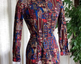 1960’s Lois Young Mod PeterPan Collar Paisley Long Sleeve Dress