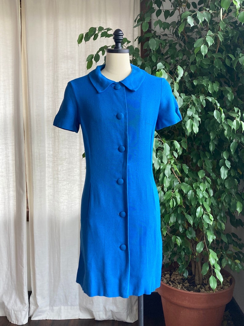 1960s Tudor Square Collared Button Up Dress image 1