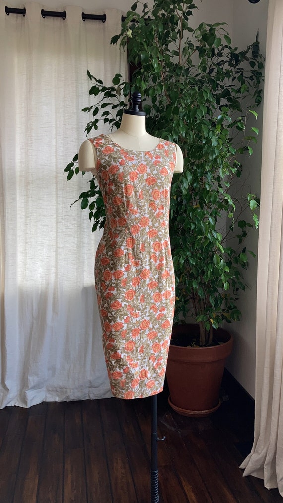 1960’s Mod Cotton  Orange Floral Sundress