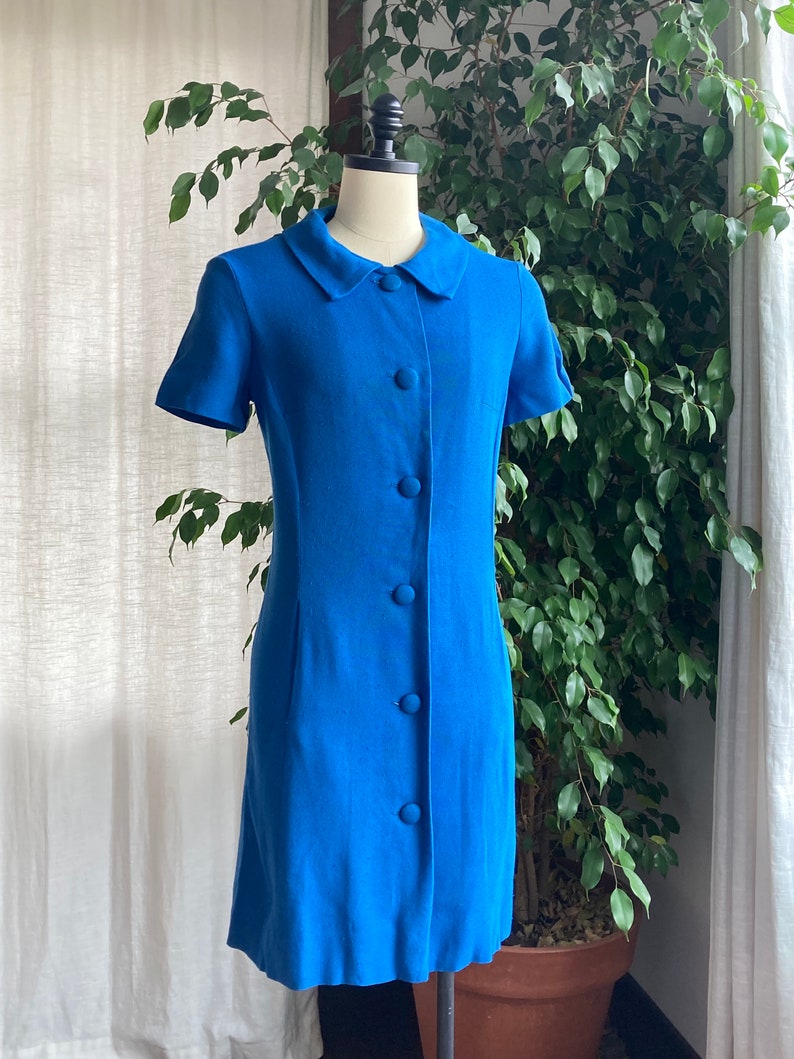 1960s Tudor Square Collared Button Up Dress image 2