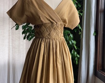 1950s Jonathan Logan Gold Woven Evening Dress