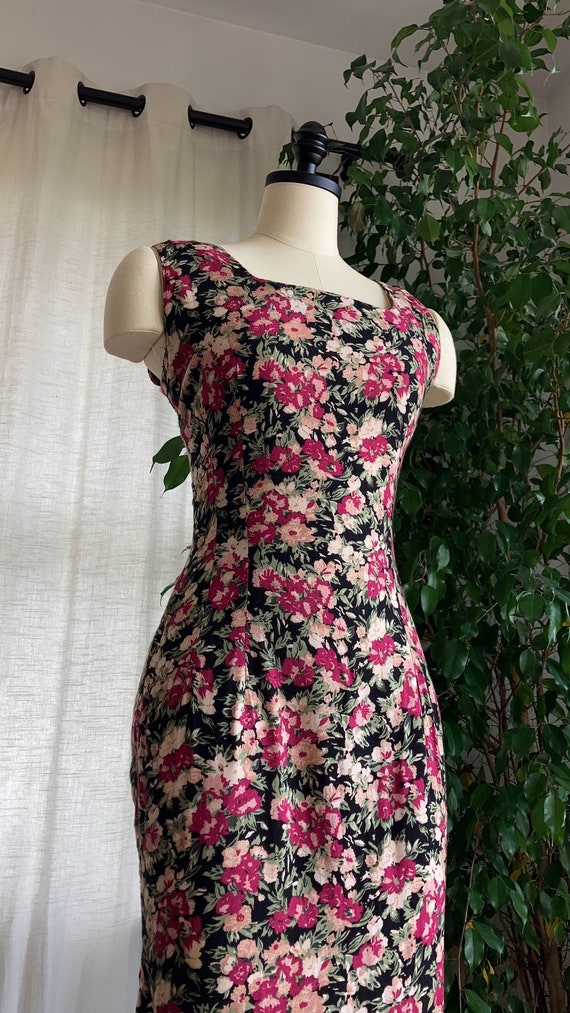1990’s Nyko Black Floral Cotton Sun Dress - image 3