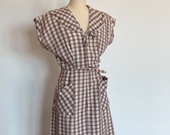 1950’s Cotton Plaid  Summer Day Dress