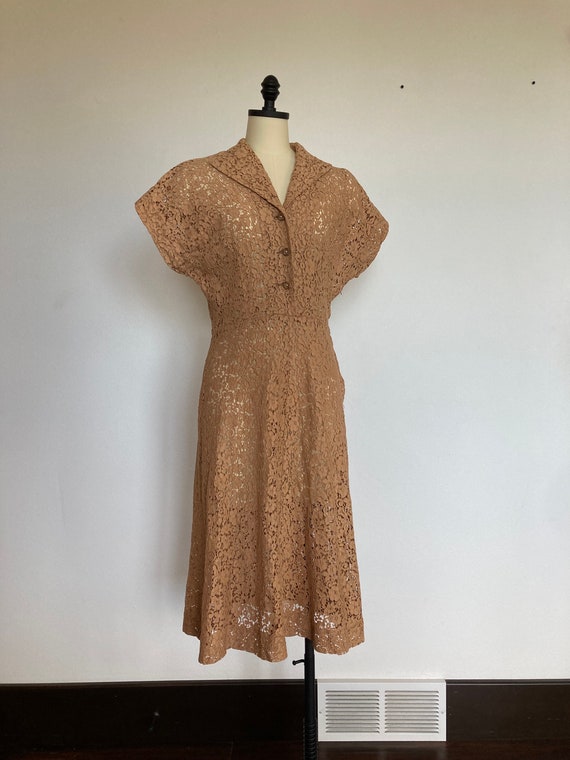 1950’s Peach Lace Fit and Flair Party Dress