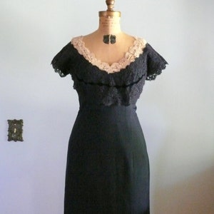 vintage 1960s Dress  // Navy Lace Cocktail Dress