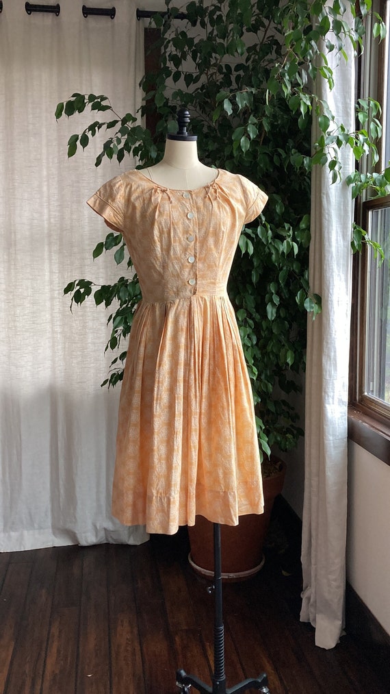 1950’s Cotton Peach Cocktail Dress