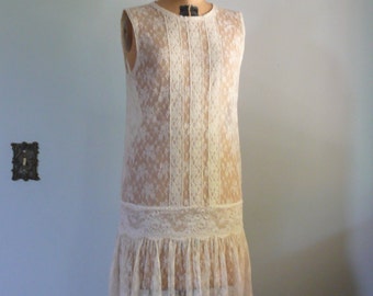 1980s wedding Dress // 1920s inspired Lace Dress