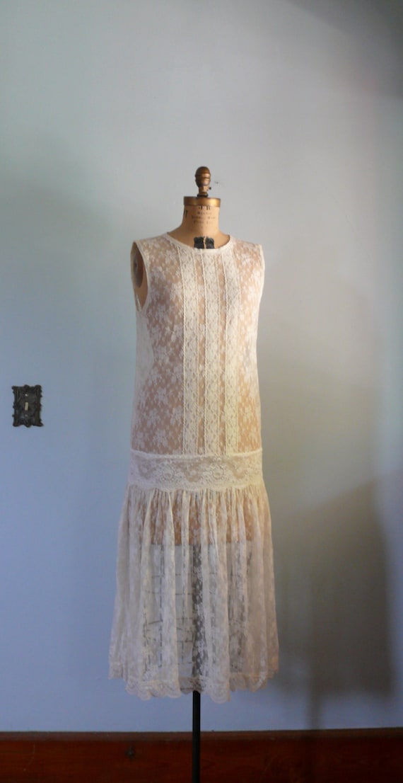 1980s wedding Dress // 1920s inspired Lace Dress - image 1