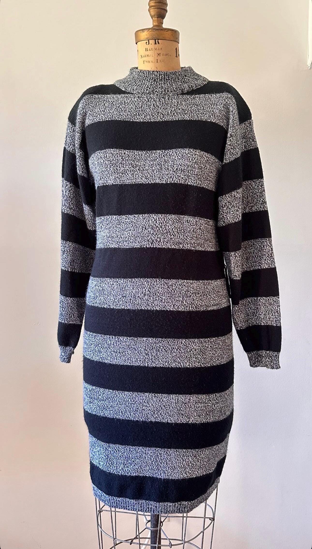 Sweater Dress Black And Gray Striped Sweater Stripe Sweater Dress