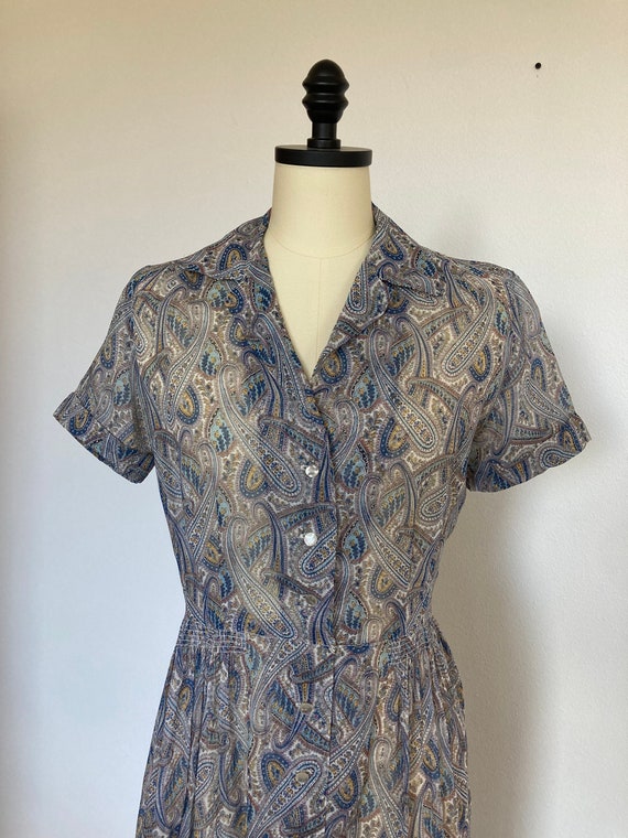 A 1950’s Sheer Cotton Paisely House  Dress