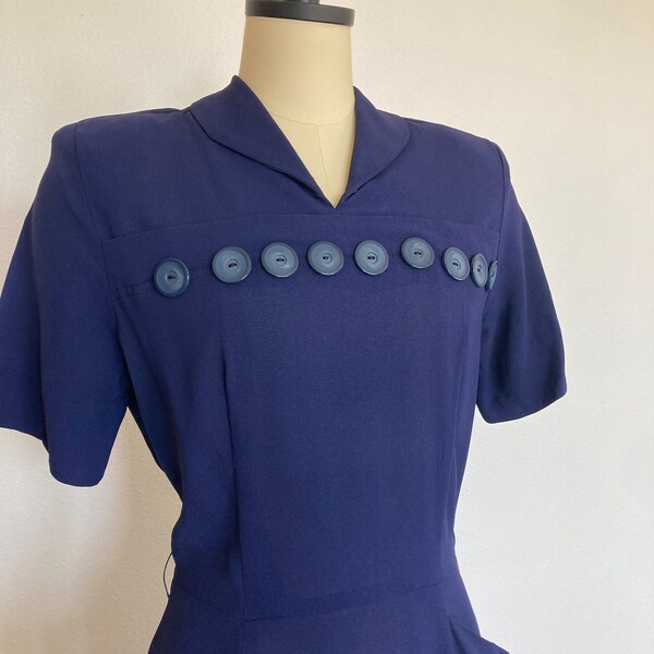 A 1940’s Navy Blue Nylon Party Dress