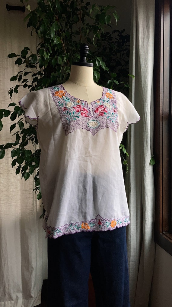 1970’s Mexican Cotton Embroidered Blouse