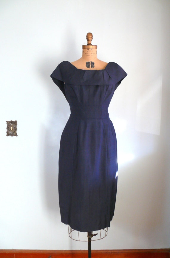 vintage 1960s Dress  // Navy Silk Dress by Gigi Y… - image 2