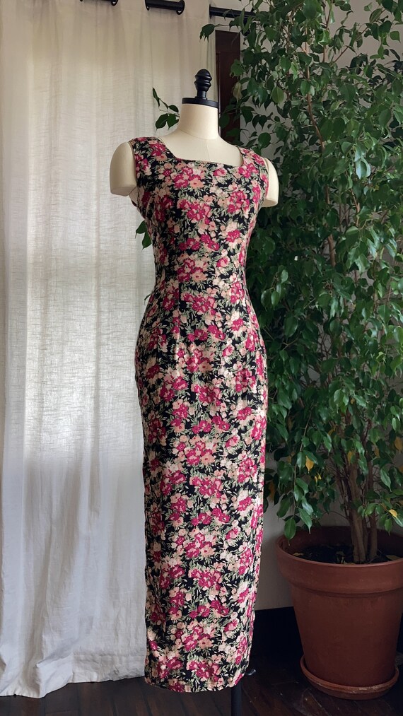 1990’s Nyko Black Floral Cotton Sun Dress - image 2