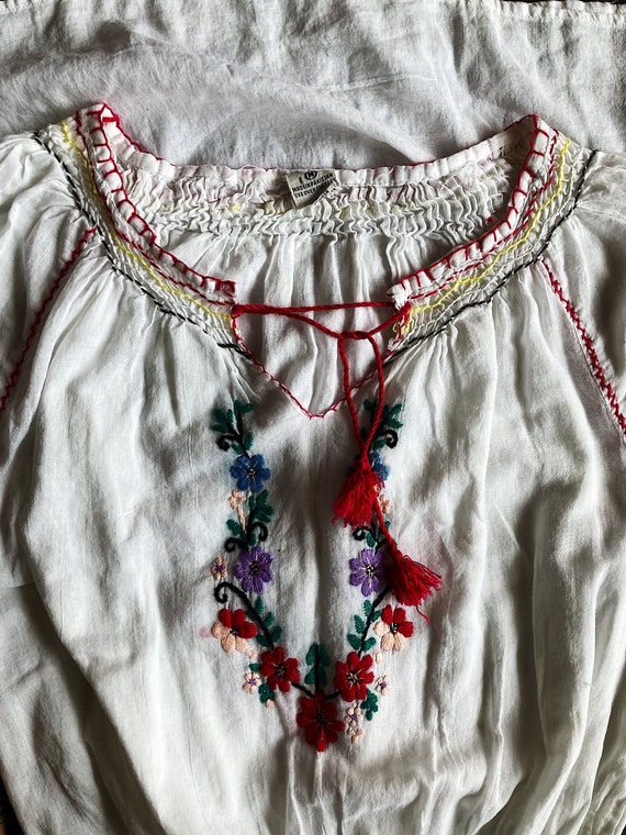 1970’s Boho Cotton Embroidered Dress - image 8