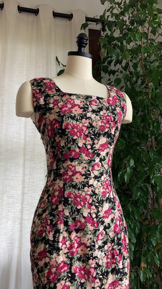 1990’s Nyko Black Floral Cotton Sun Dress - image 7