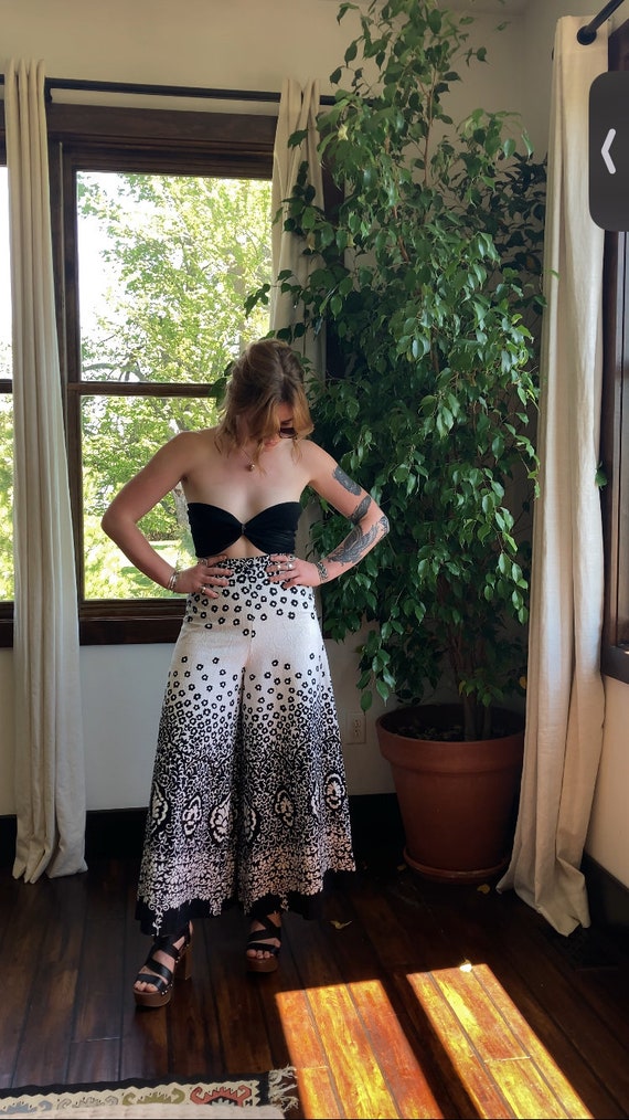 1970’s Sequined Black + White Wide Leg Palazzo Pan