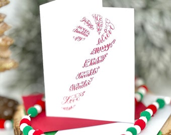 Letterpress Christmas Card: Handmade Candy Cane Design