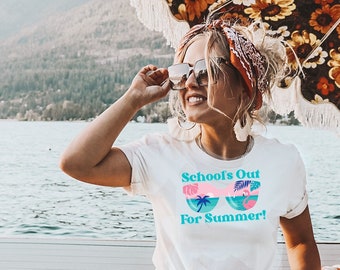White School's Out for Summer Tee Shirt, End of School Year t-shirt, summer shirt for teachers, Bella Canvas shirt for teachers