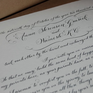 Hand Lettered Quaker Marriage Certificate featuring Hand Calligraphy Deposit imagem 4