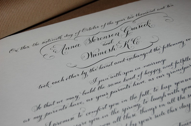 Hand Lettered Quaker Marriage Certificate featuring Hand Calligraphy Deposit imagem 4