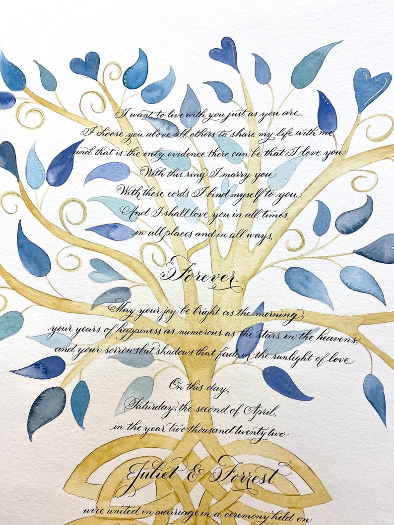 Hand Lettered Quaker Marriage Certificate featuring Hand Calligraphy Deposit image 8