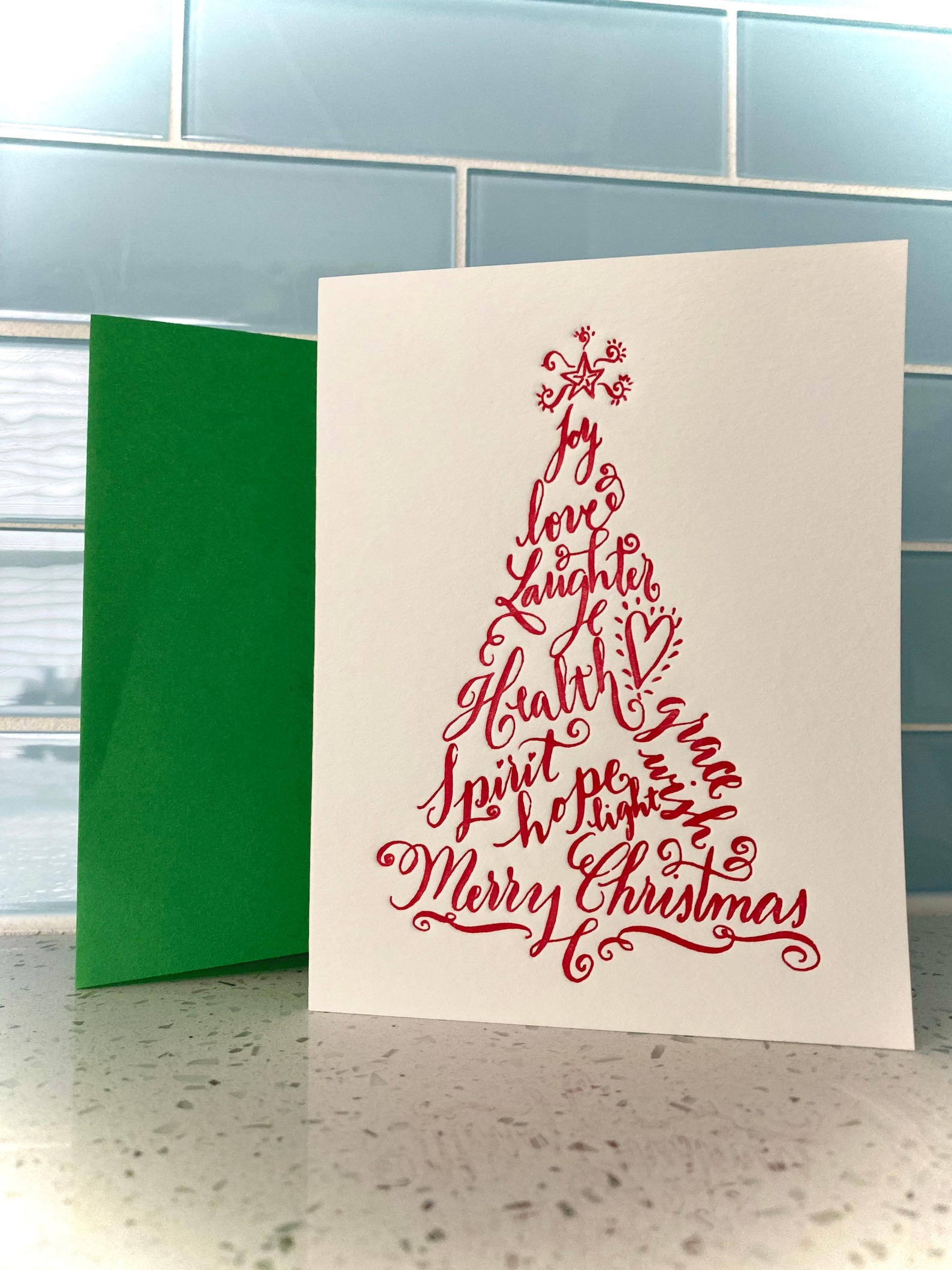 Bulk Christmas Cards Featuring Calligraphy Christmas Tree in Etsy Christmas Cards For Cheap