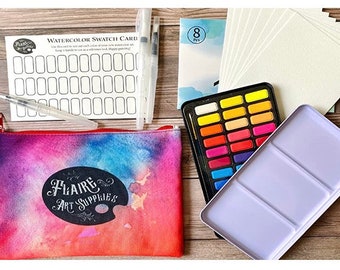 36 Color Watercolor Paint Set, with Brush, Palette and Paper